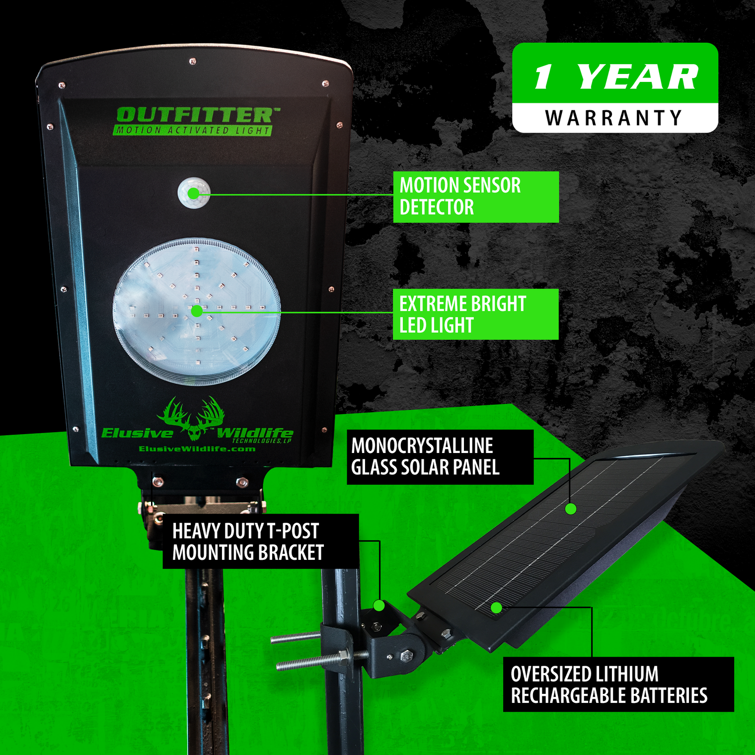 Kill Light Outfitter Solar Powered Motion Activated Night Hunting Light