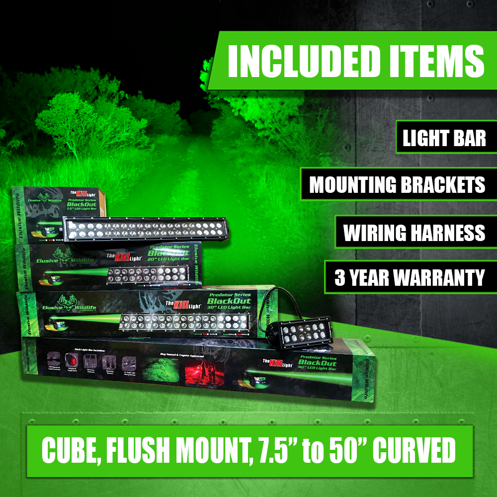 Kill Light Gen 3 Predator Series Blackout LED Light Bar Multi Color with Extreme Distance for UTV, ATV and Vehicles