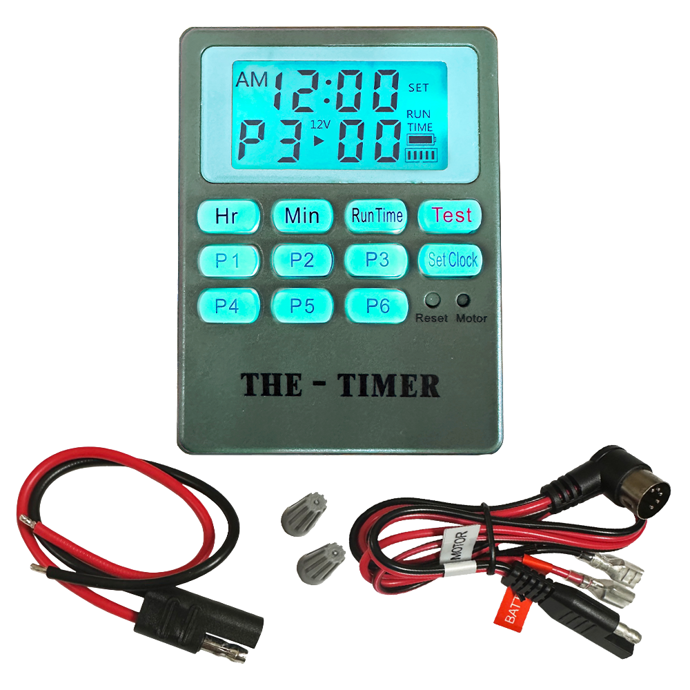 The Timer Wildlife Feeder Controller for Deer, Turkey, Hog and other Wildlife Feeders, 12 volt or 6 volt, Easy to Program and Install with backlit LCD, multiple programmable feed times