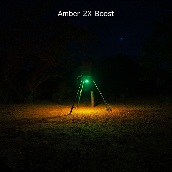 Elusive Wildlife Kill Light 3 Color Feeder Light - Best Hunting Light for Deer Feeders/Hog Hunting - Motion Activated, Portable, Red Green and Amber - Powered by Batteries or Solar Panel