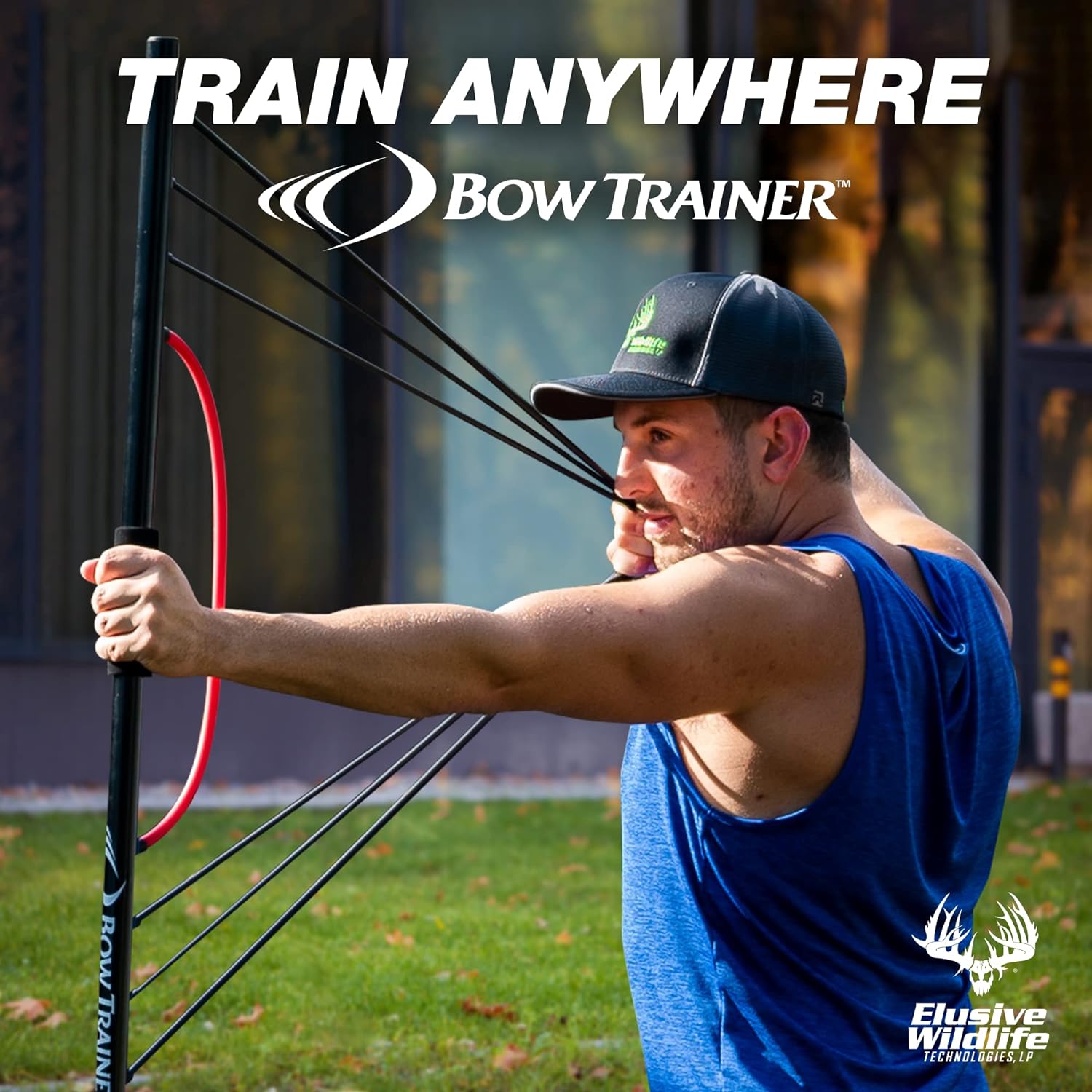 Elusive Wildlife - BOW TRAINER Resistance Trainer - Adjustable Archery Training Tool with 10" to 32" Draw Length and 1-100 lb Draw Weight - Enhance Strength, Stamina and Technique for Bow Enthusiasts