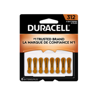 DURACELL 312B Battery, Hearing Aid Battery, 8 Pack