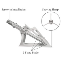 Feyachi Broadheads, 1 Piece Design, 100 Grain, Stanless Steel, Crossbow & Compound Rated, Six Pack